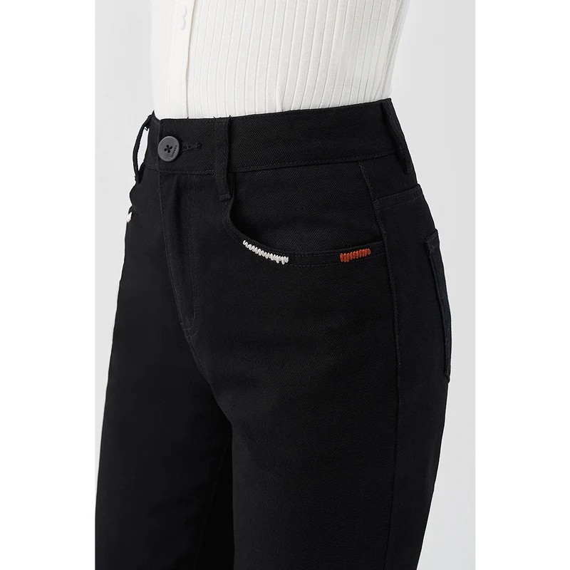 INMAN Summer Bottom Causal Minimal Pocket Embroidery Design Women Girl Cropped Trouser Pant