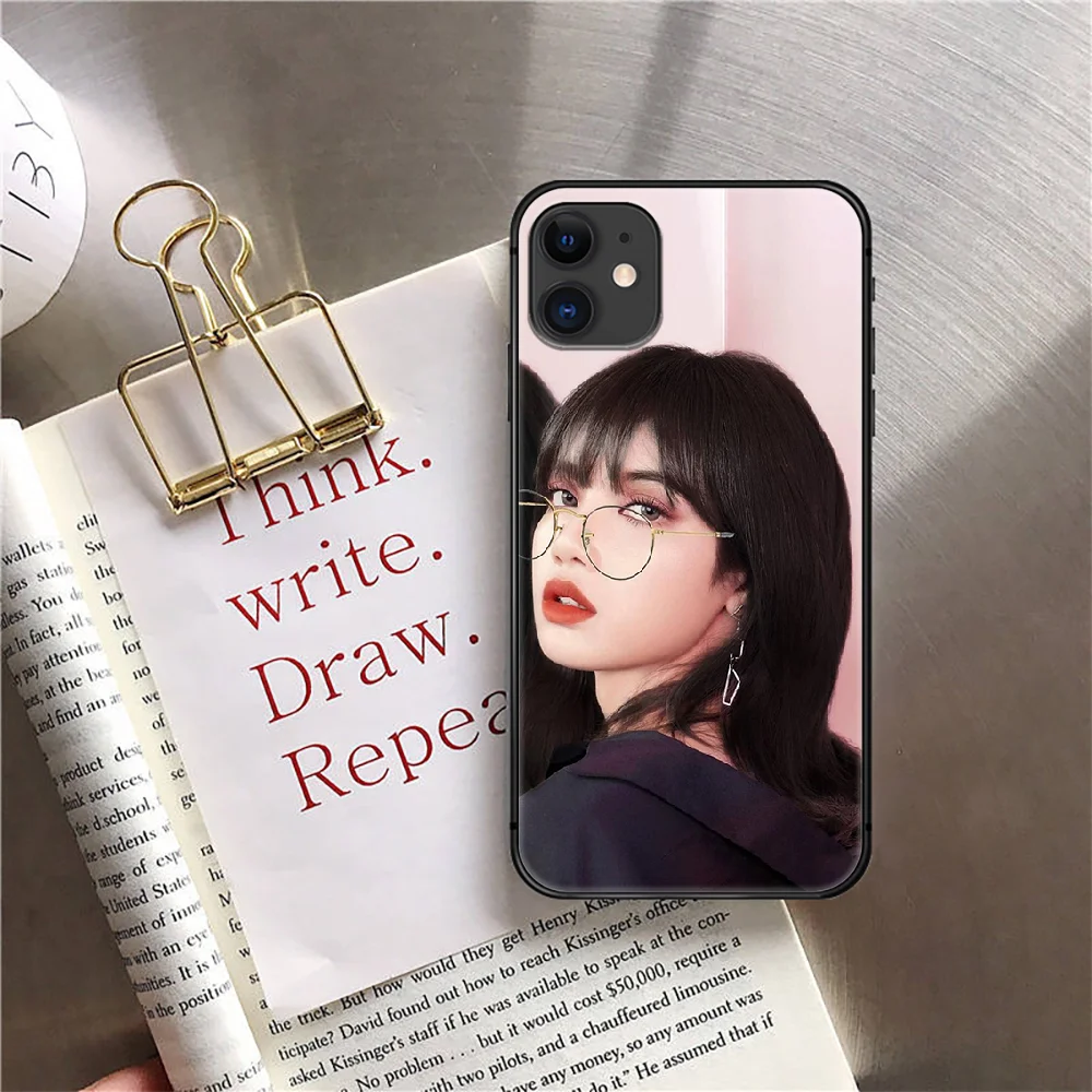 

Lisa Lalisa Manoban Black Girl Pink Phone Case Cover For Iphone 5 6 7 8 11 12 5S 6S X Xr XS Se Plus Pro Max Mini 2020 Black