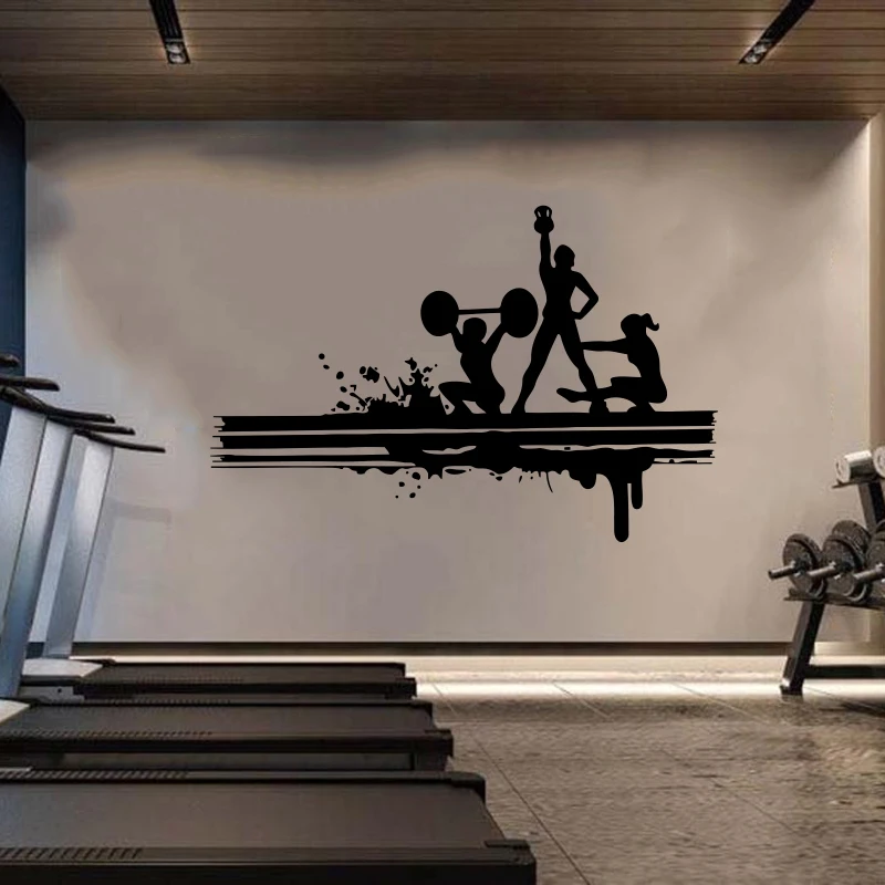 Виниловая вырезка для фитнеса клуба женского здоровья бодибилдинга гантели обои