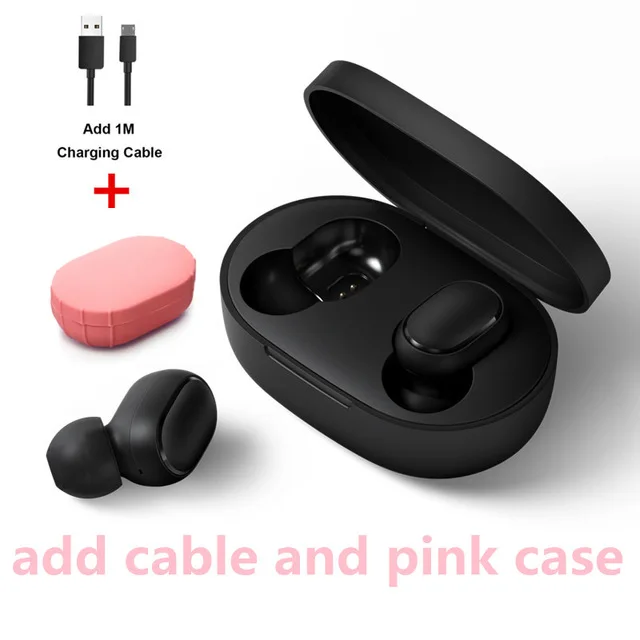 GB pink case cable Горячая Xiaomi Redmi AirDots Беспроводной Bluethooth наушники Язык Управление ушной Автоматическое Сопряжение Мини Гарнитуры Смарт Управление - Цвет: GB pink case cable