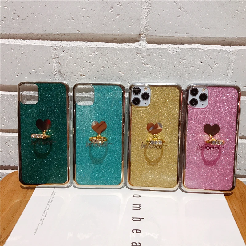 

KONSMART Redmi 9T Case Luxury Glitter Love IMD Silicone Soft Phone Cases For Xiaomi Redmi9T Finger Ring Back Cover