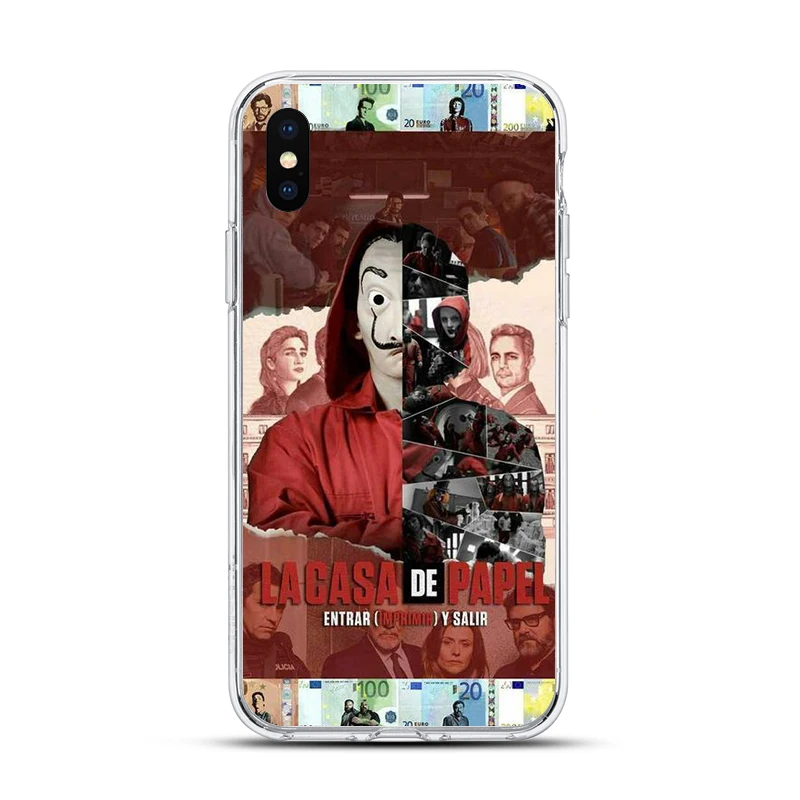 

Spain TV Money Heist House Paper Fashion Transparent Case for iphone 11 12pro x xs max xr 6 6s 7 8 plus 5 se 2020 Silicone cover