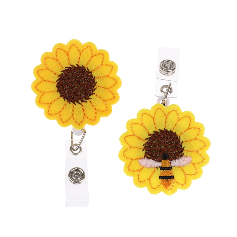 

Cute Sunflower Badge Reel Holder For Nurses Students Retractable ID Card Holder