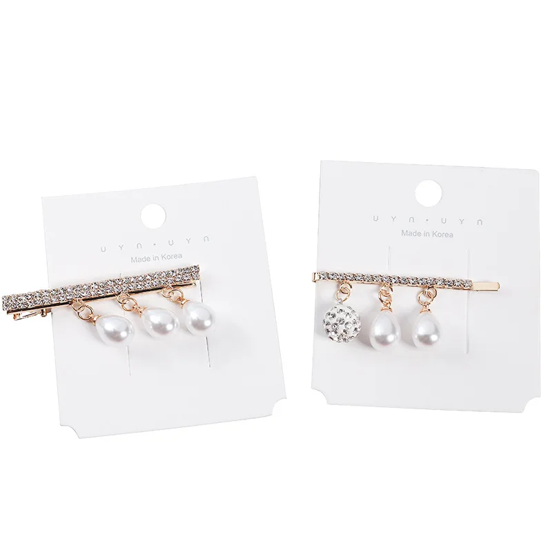 Аксессуары для волос с бриллиантами и жемчугом Женская челка боковым зажимом