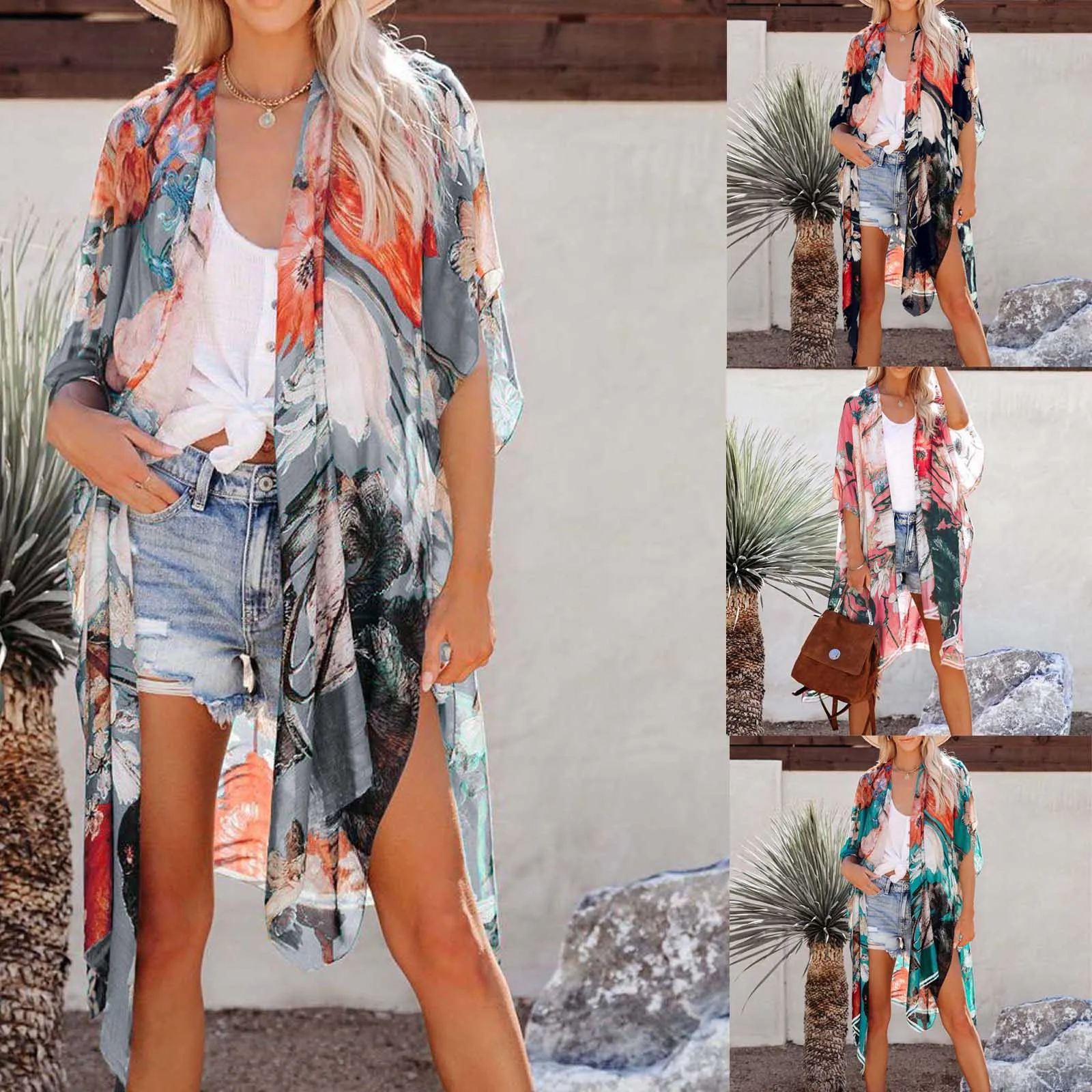 

Woman Long Shirt Dress Korean Clothing Boho Beach Fashion Chiffon Cardigan Loose Easy Tops Dress Ladies Beachwear bañadores