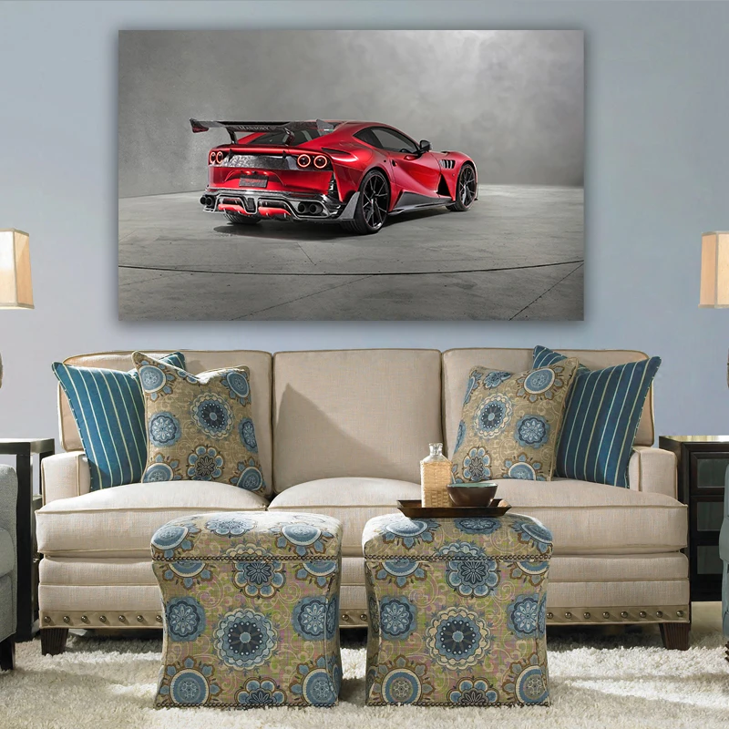

Supercar Posters Ferraris 488 GT3 EVO Sport Red Car Wall Art Picture Prints Modern Canvas Paintings for Living Room Decor