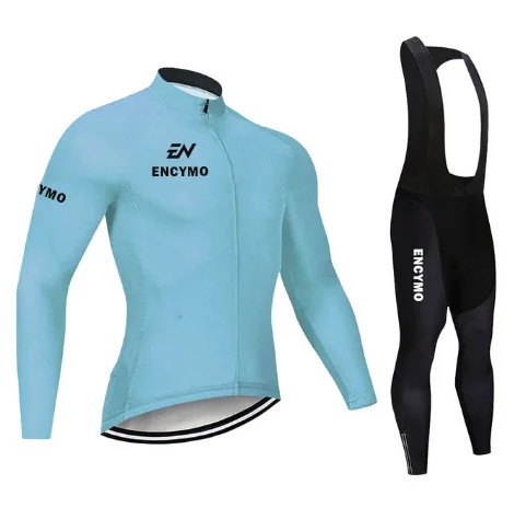 

Pro Team Long Sleeve Cycling Jersey Set Bib Pants Ropa Ciclismo Bicycle Clothing MTB Bike Jersey Uniform Men Clothes ENCYMO