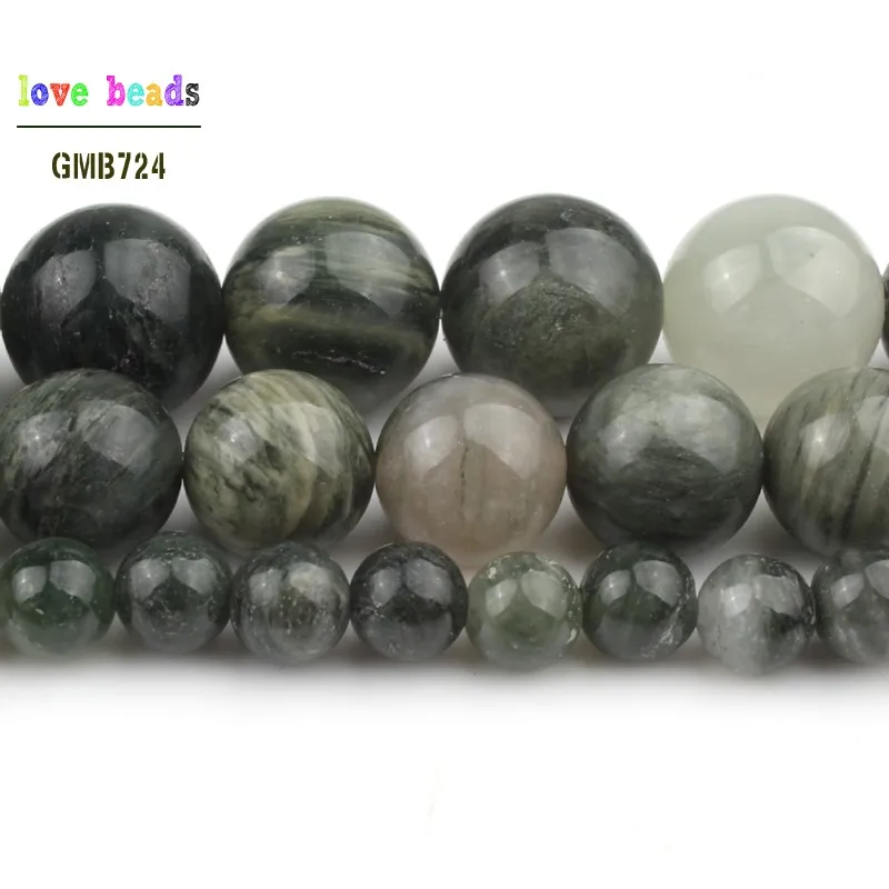 6/8/10/12мм натуральные зеленые рутиловые камни круглые бусины для изготовления ювелирных изделий женщин 15-дюймовые браслеты.
