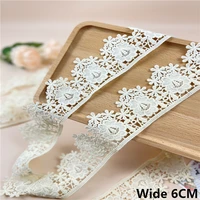 6cm wide off white cotton embroidery 3d flowers lace fabric collar cuffs edge trim dress curtains fringe sewing decor diy crafts