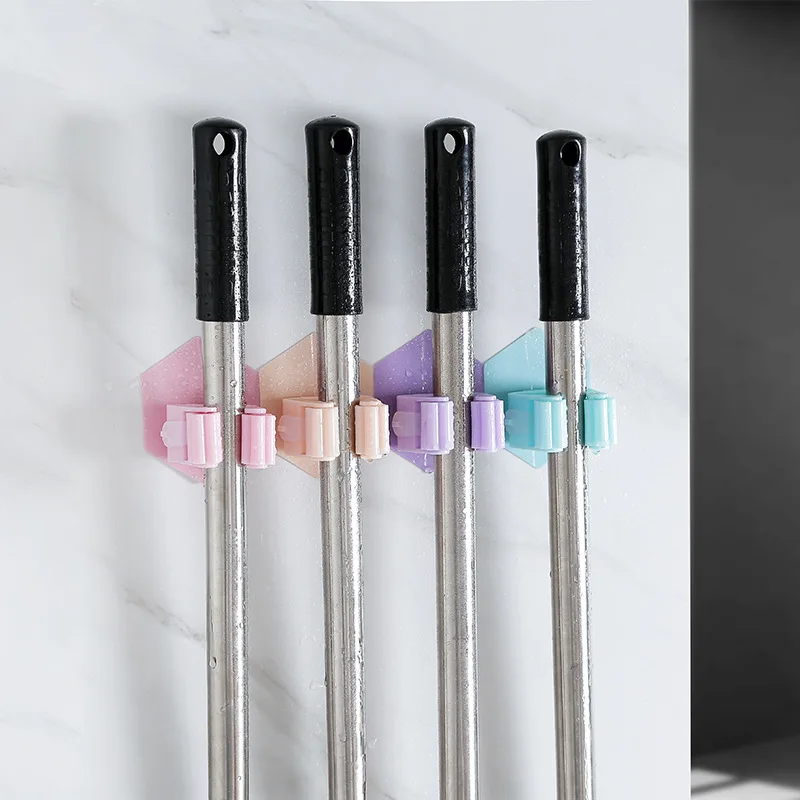 

50pcs/lot Hexagonal Mop Rack Storage Mop Hook Toilet Bathroom Wall Hangers Broom Rack Mop Clip