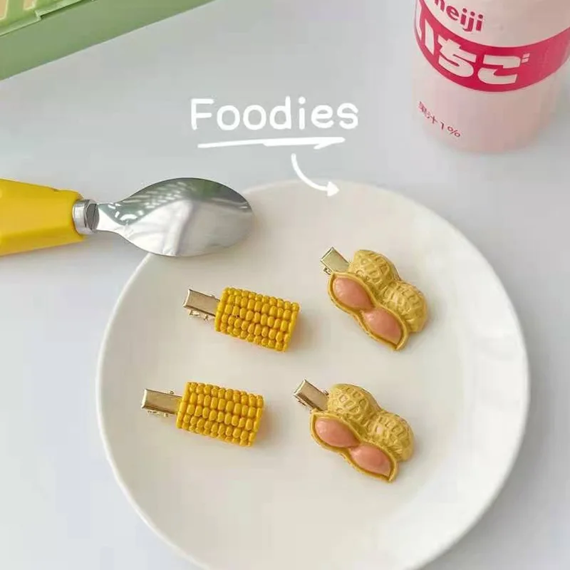 

1 PC New Funny Hairpin Personality Simulation Corn Peanut Side Clip Fun Duckbill Clip Student Girl Cute Hair Accessories