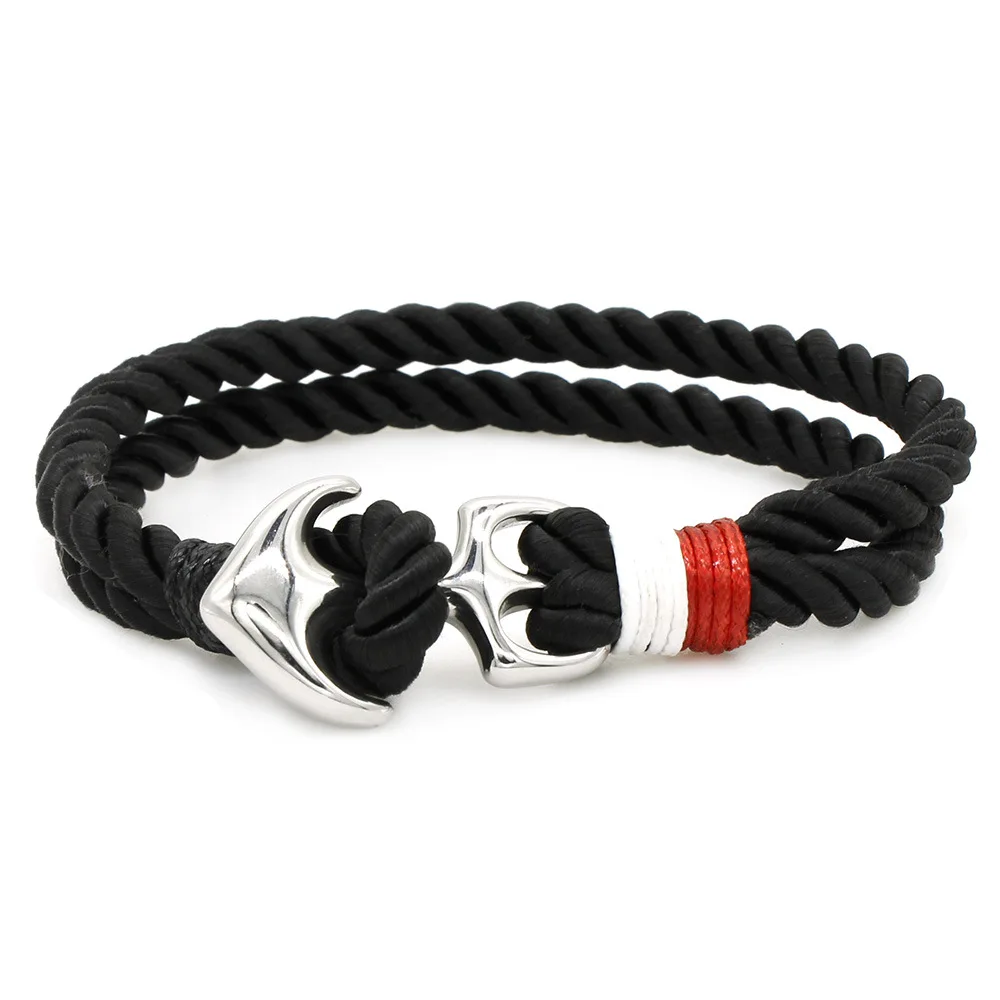 

European And American Men's Trend Titanium Steel Sports Stainless Ship Anchor Umbrella Rope Bracelet