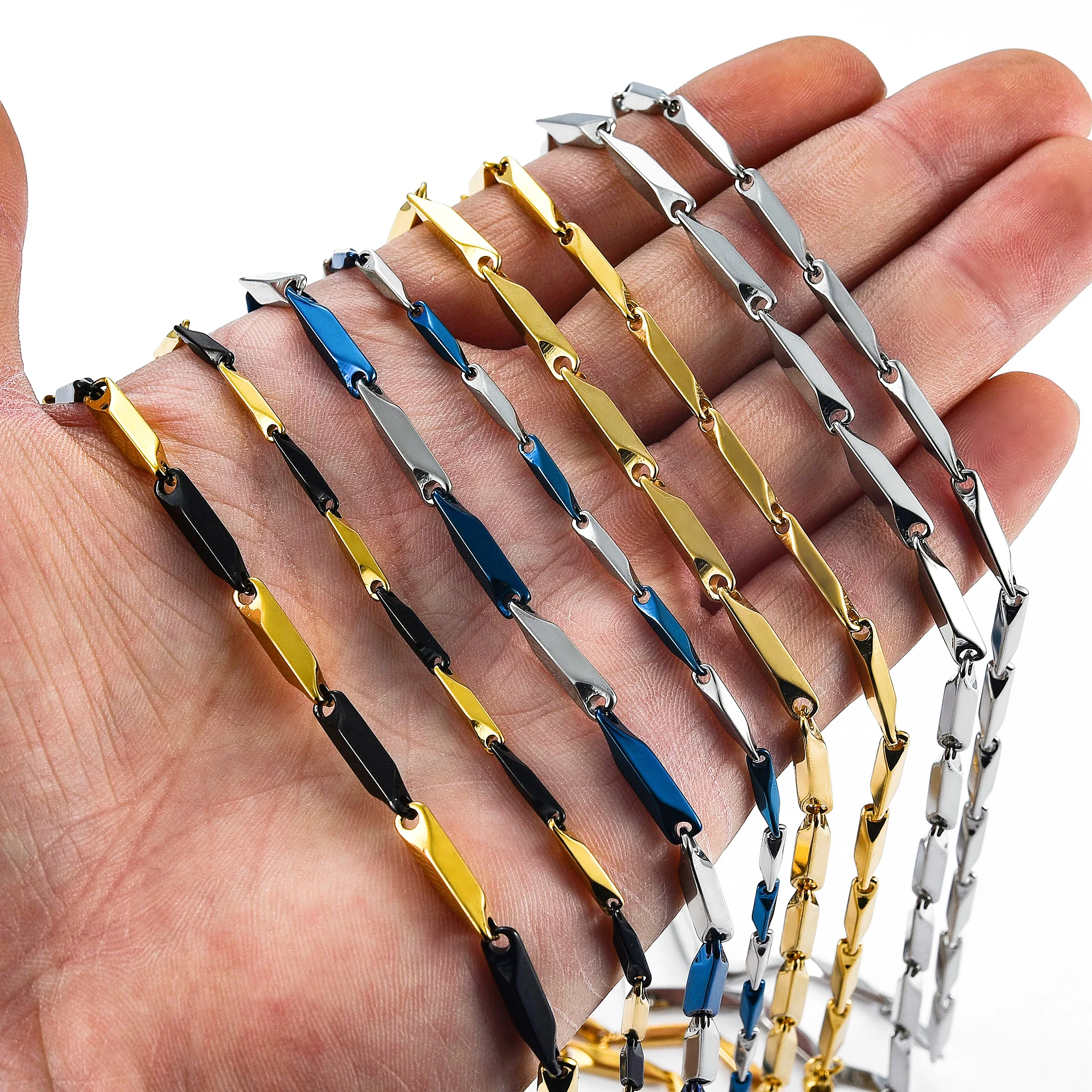 Бамбуковое ожерелье для мужчин колье из нержавеющей стали ширина 2/2 5/3 мм цвет