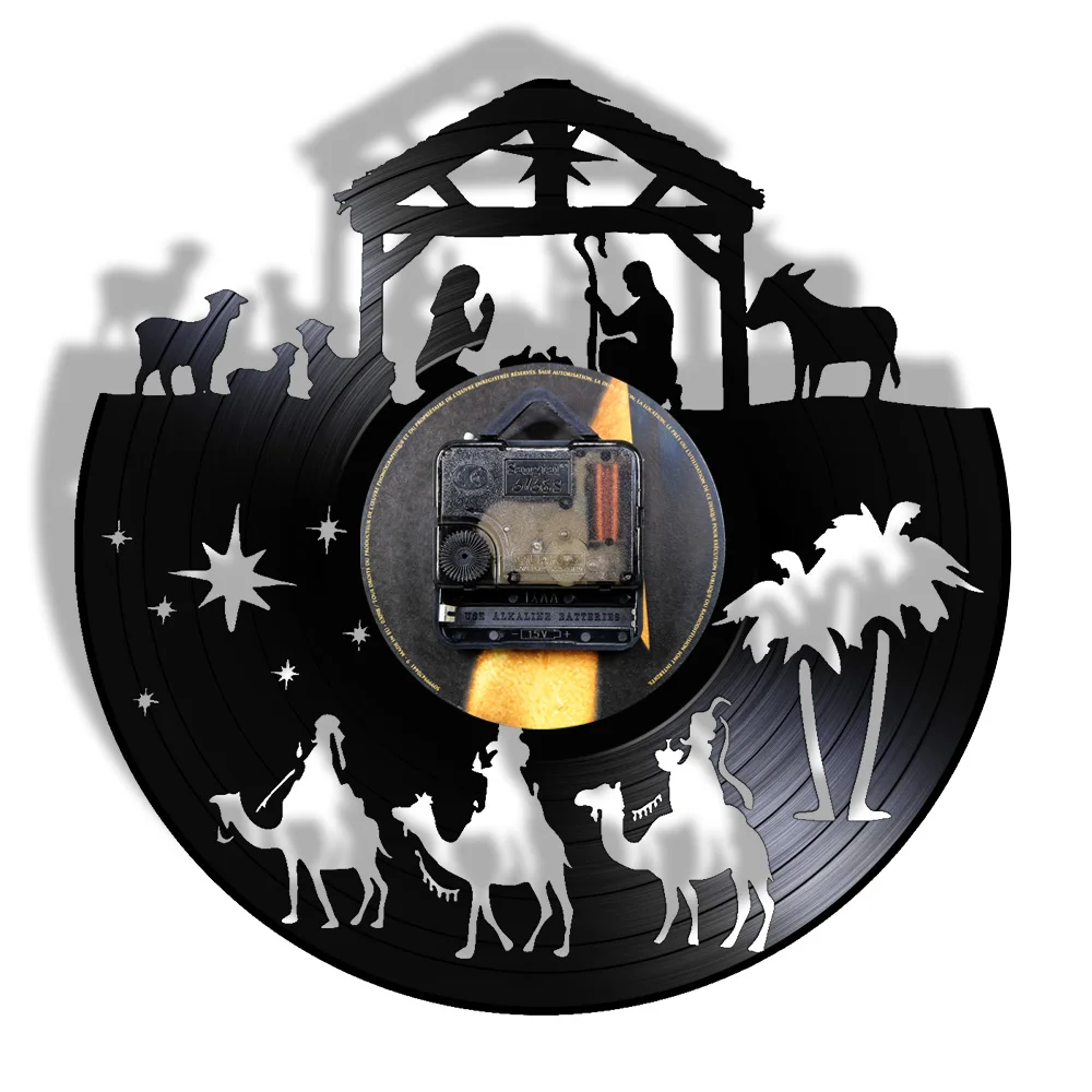 Винтажные настенные часы с христианскими виниловыми пластинами Menino Иисус