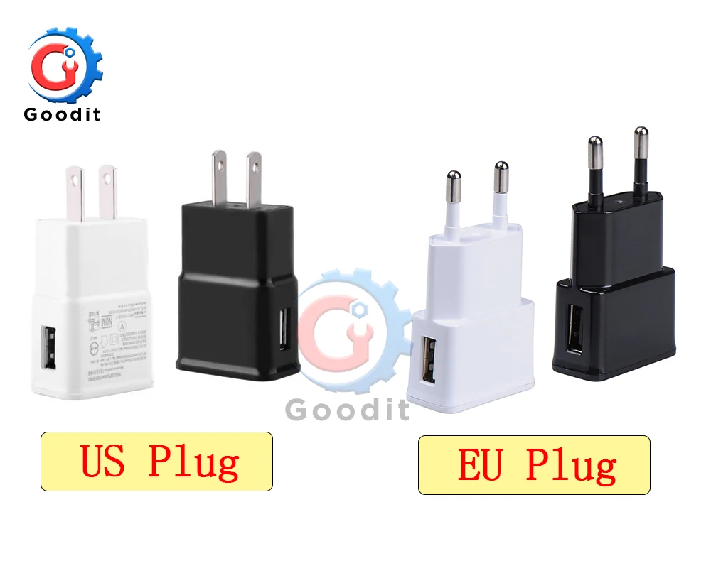 5 в 2A ЕС адаптер штепсельной вилки Белый Черный USB настенное зарядное устройство Быстрая зарядка Путешествия адаптер для смартфона Вход 100-240 В 0.35A