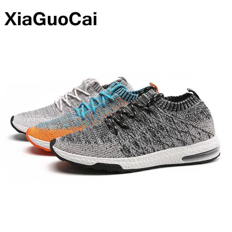 Men's Shoes 2021 Spring Autumn Casual Shoes Man Flats Lace Up Breathable Knit Leisure Sneakers For Male Outdoor Mesh Footwear images - 6