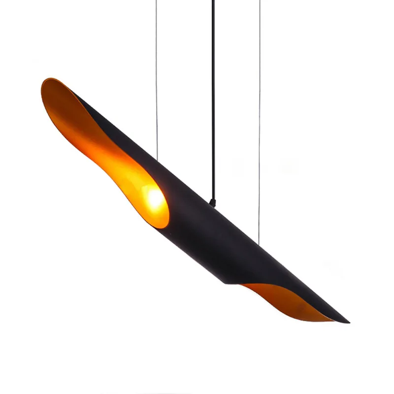 

Nordic Simple Stylish Restaurant Bamboo Pedant Lamp Personality Creative Coffee Bar Aluminum Tube Aircraft Pendant Light E27