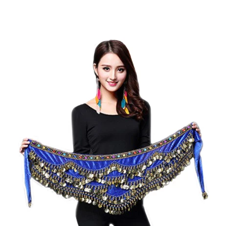 

Women Belly Dance Costume Hip Scarf Accessories Belt Skirt Bellydance Coins Silk Scarf Waist Chain Wrap Crystal Adult Dancewear