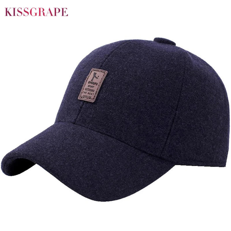 

2022 Men's Baseball Cap Winter Fashion Caps Adult Thick Warm Earflap Russia Woolen Hats Fitted Earmuff Protection Winter Cap