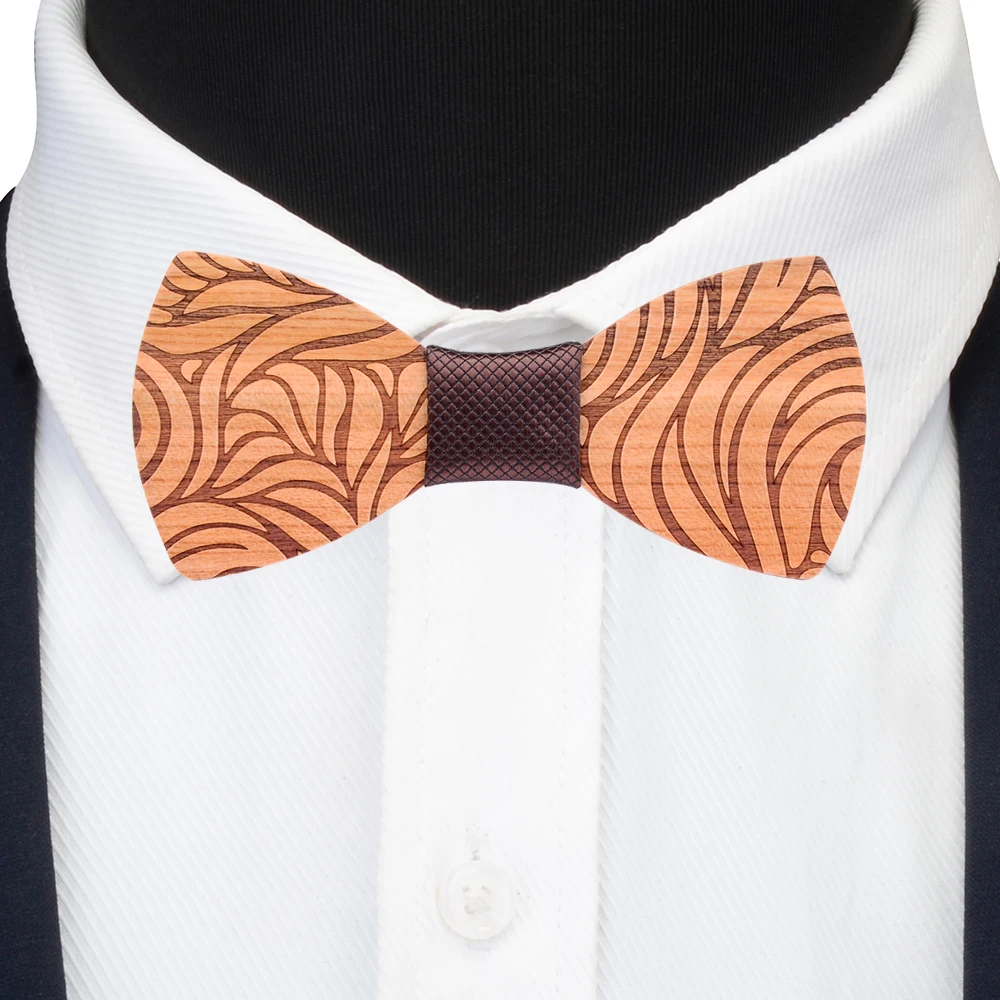 Модный цветочный Мужской деревянный галстук-бабочка искусственная кожа