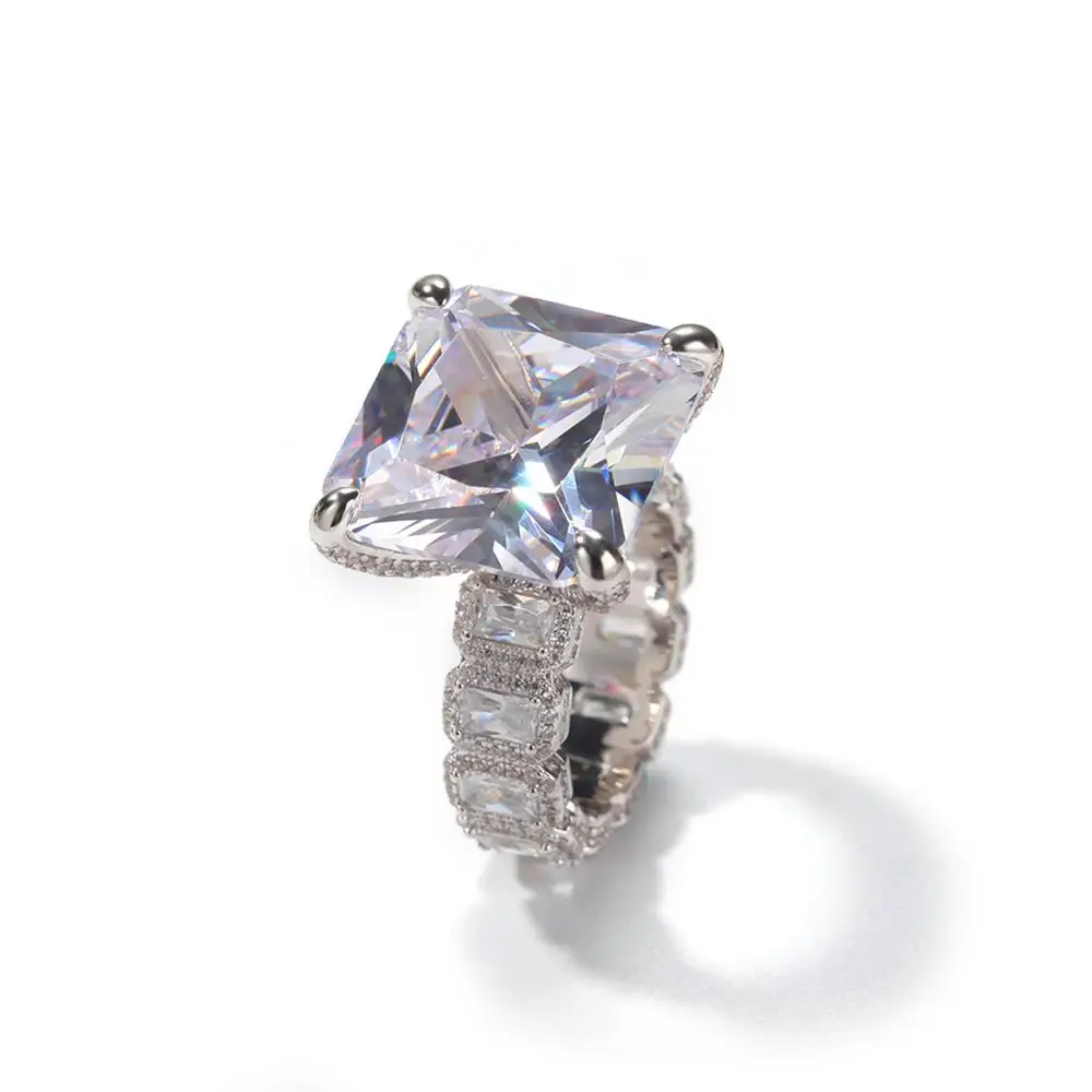 Полный вечности обручальное кольцо кольца из нержавеющей стали квадратные капли