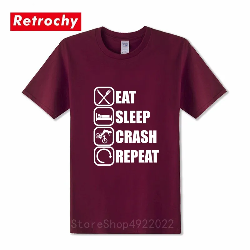 Забавные горный велосипедная Футболка Модные Sreetwear MTB жизни &quot Eat Sleep аварии