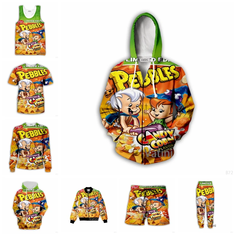 

Модные мужские и женские толстовки с объемным принтом Крейзи конфеты и кукурузы, пуловер на молнии в стиле Харадзюку, Свитшот унисекс, повсе...