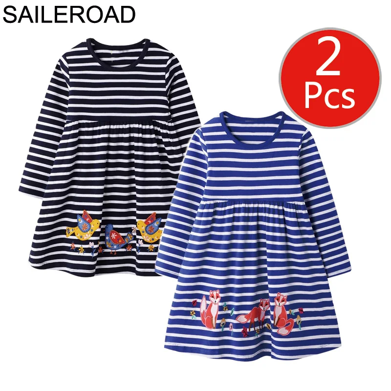 7029 7210 photo SAILEROAD 2шт. Животные Аппликации Девушки с длинным рукавом платье 7 лет Одежда для девочек Элегантное платье для девочек Платья для вечеринок Платье единорога - Цвет: 7029 7210 photo