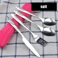 4pcs steel knifes fork spoon set family travel camping cutlery eyeful four piece dinnerware set with case