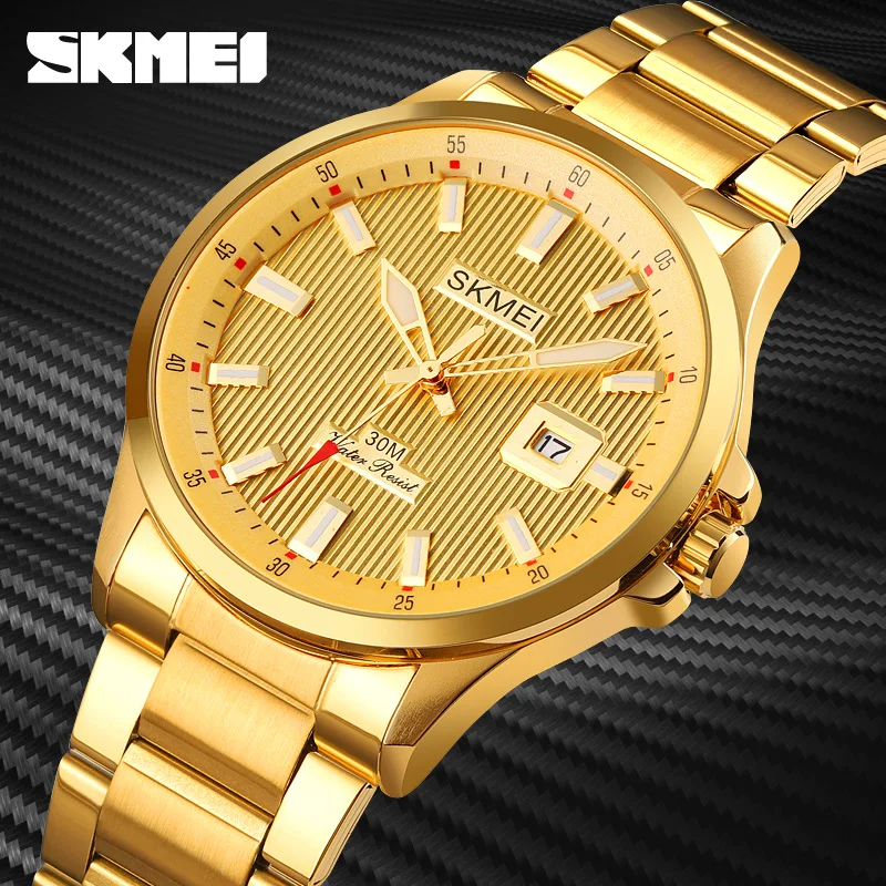 Роскошные золотые кварцевые часы от лучшего бренда SKMEI наручные с отображением
