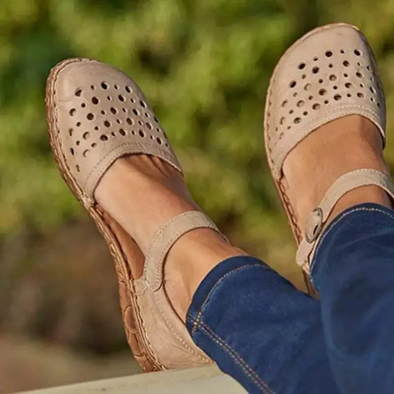 Женские сандалии в римском стиле летние туфли из спилка с мягкой подошвой