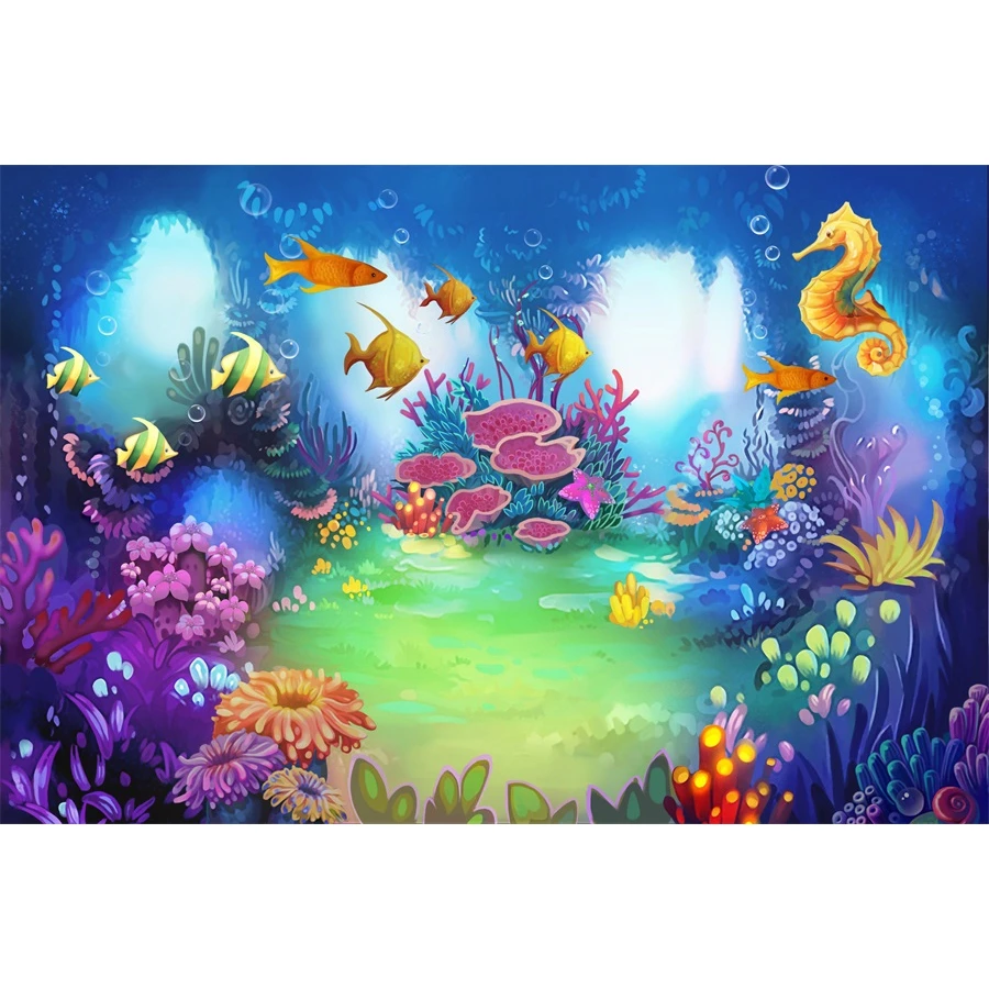

Cartoon Underwater Sea View Baby Child Photography Backgrounds Customized Party Photographic Backdrops For Home Photo Studio