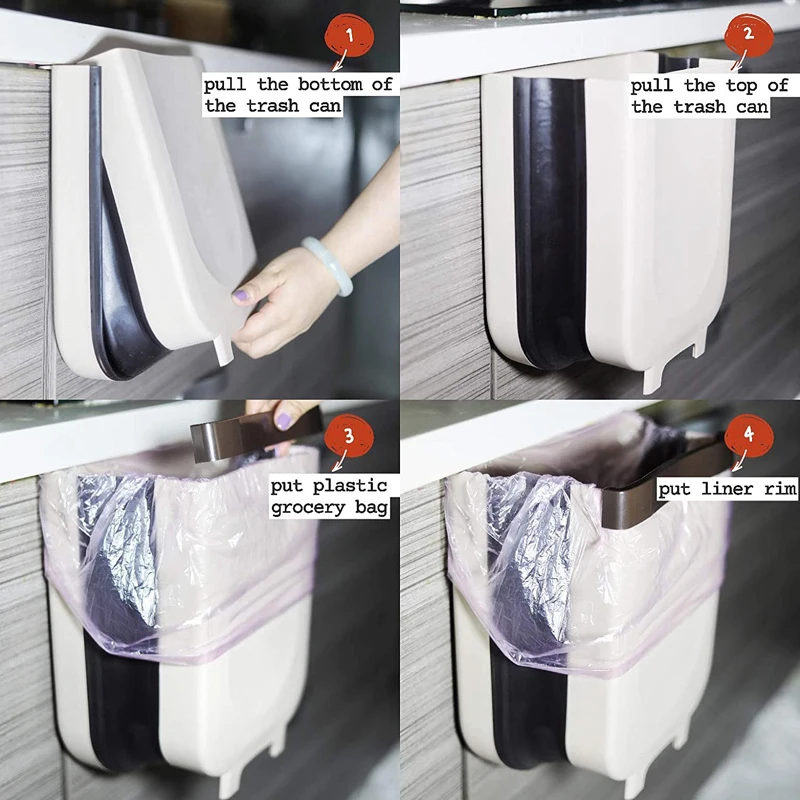 Настенное складное мусорное ведро Кухонное подвесная кухонная Складная