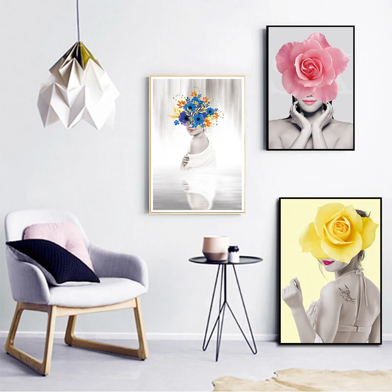 Пионы цветы красота девушка холст картина печать плакат Картина Настенная