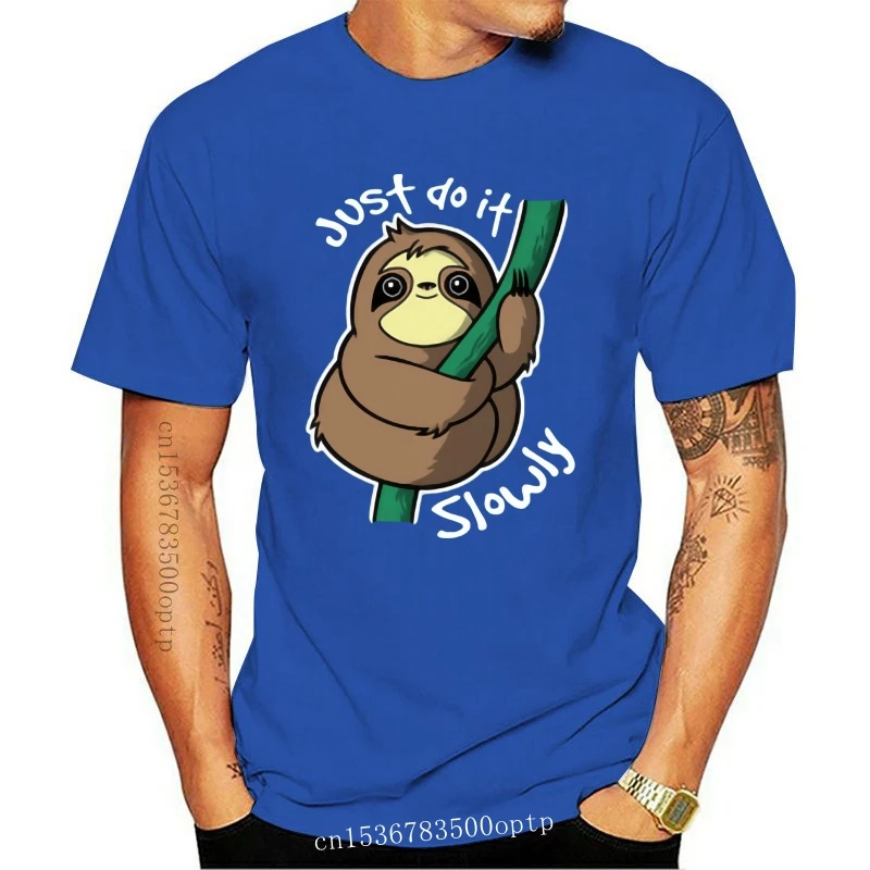 

New Printed Men T Shirt Cotton tshirt Slow Sloth O-Neck Short-Sleeve Women T-Shirt