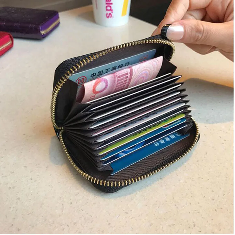 

San Maries Women Card Bags Famous Brand Genuine Patent Leather Bank Card Holder ID Bank Card Case Coin Purses Luxury Girl Wallet