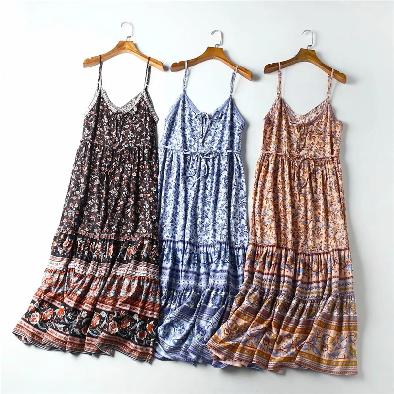 Женское винтажное платье без рукавов розовое пляжное с цветочным принтом