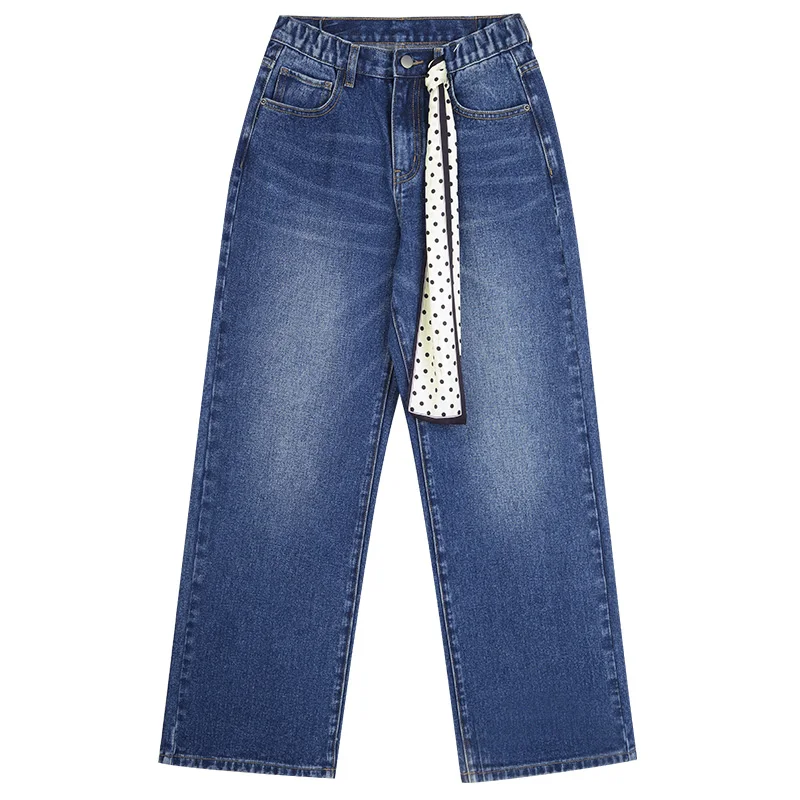 

LEIJIJEANS 2019 autumn plus size 5XL 6XL women's new high waist wide leg large straight wash jeans fashion loos women jeans 9204