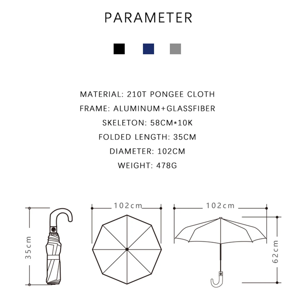 

PARACHASE Automatic Folding Umbrella Men Women 10K Strong Windproof Rain Umbrellas Anti UV Sun Protection Wooden Handle Paraguas