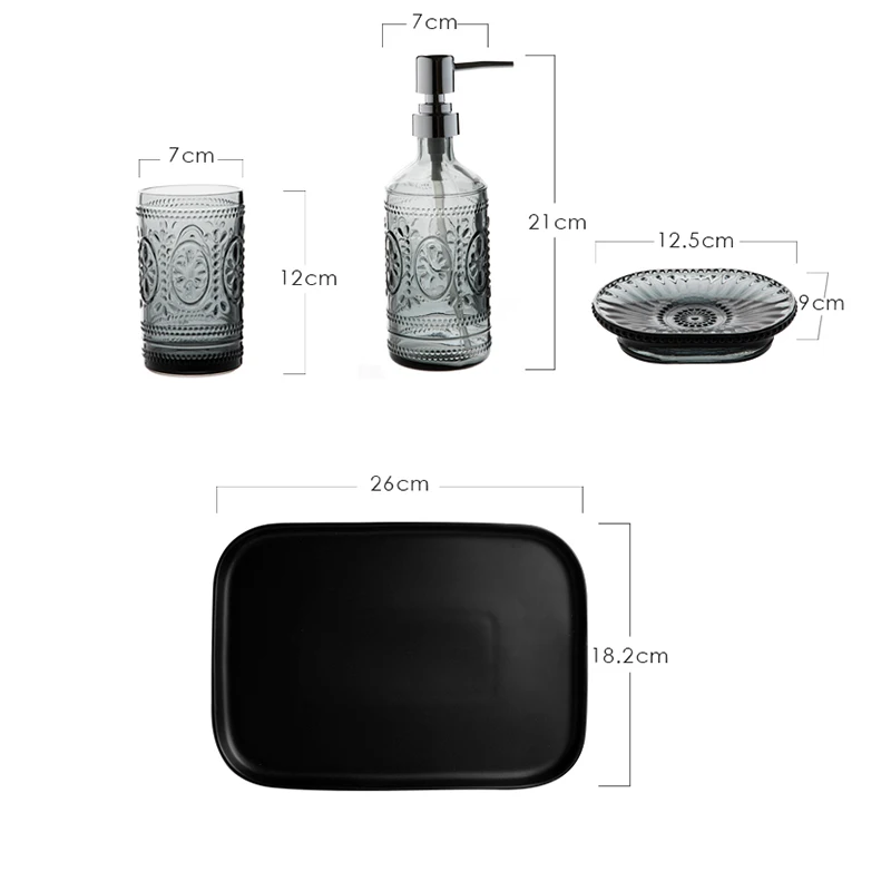 

Nordic Bathroom Brush Cup Glass Soap Bathroom Five-Piece Holder Press Lotion Dispenser Container Bathroom Accessories Toiletries