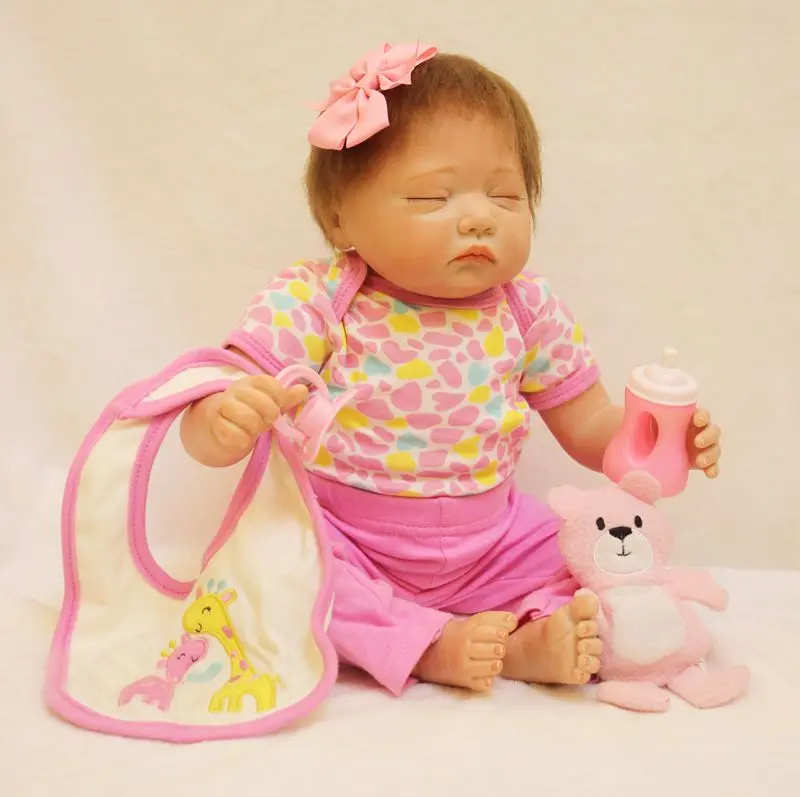 Детские куклы для новорожденных с закрытыми глазами серая одежда мягкая