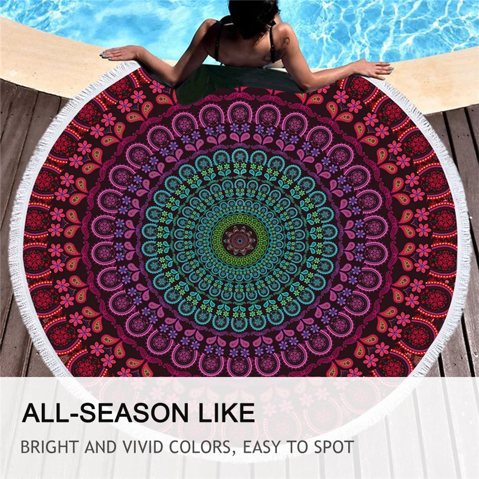 BeddingOutlet гобелен с мандалой круглое пляжное полотенце в стиле бохо кисточкой