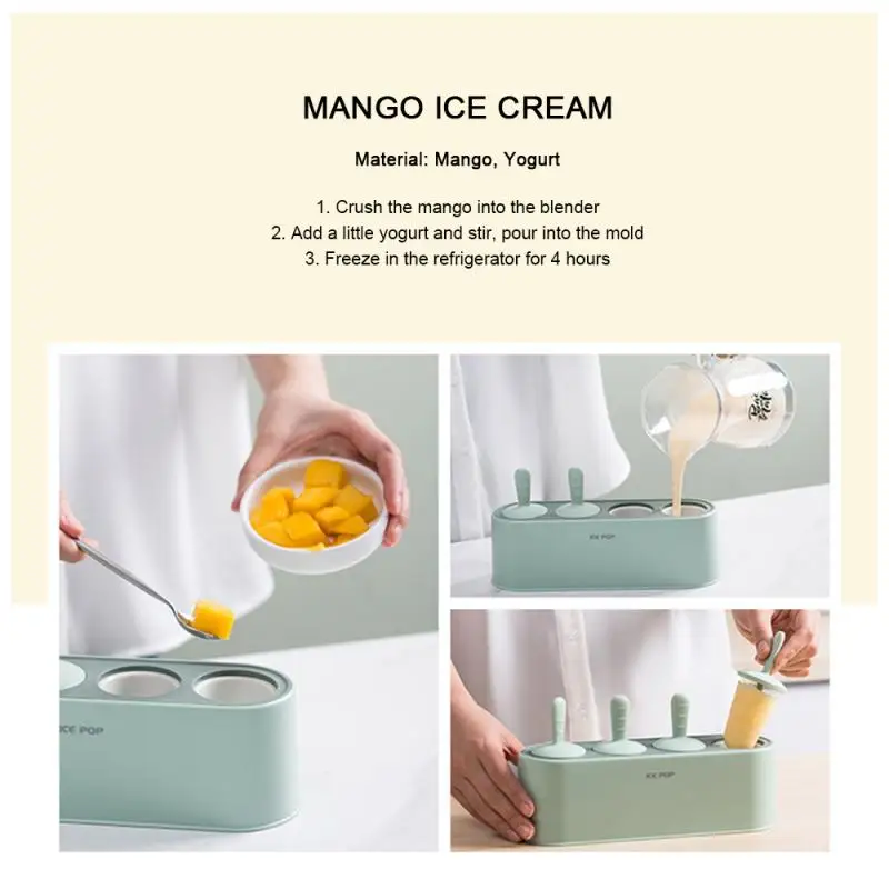 

Ice Cream Mold Popsicle Maker Summer Homemade Ice Cream Popsicle DIY Mold Box Ice Cream Tubs Popsicle Making Mold With Sticks