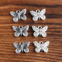 tibetan silver color 10pcs zinc alloy butterfly shaped metal pendant charms for jewelry making 1015mm handmade diy accessories