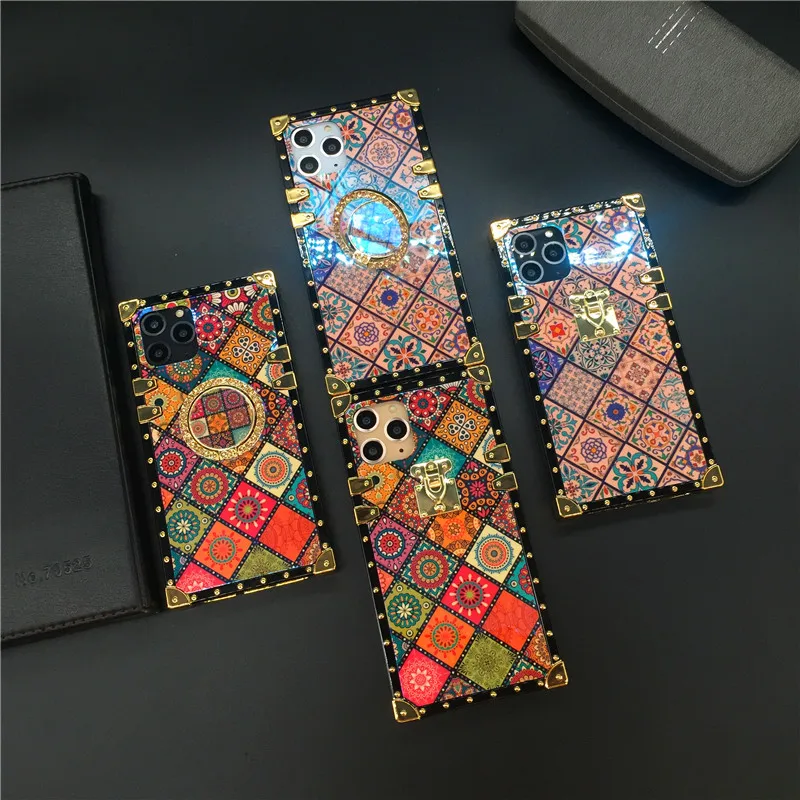 Элитный бренд плед Винтаж телефона квадратный чехол для samsung Galaxy S9 S10 J4 J6 плюс S8 Note 9 10 8 A30 A50 A70 M20 M30 A7