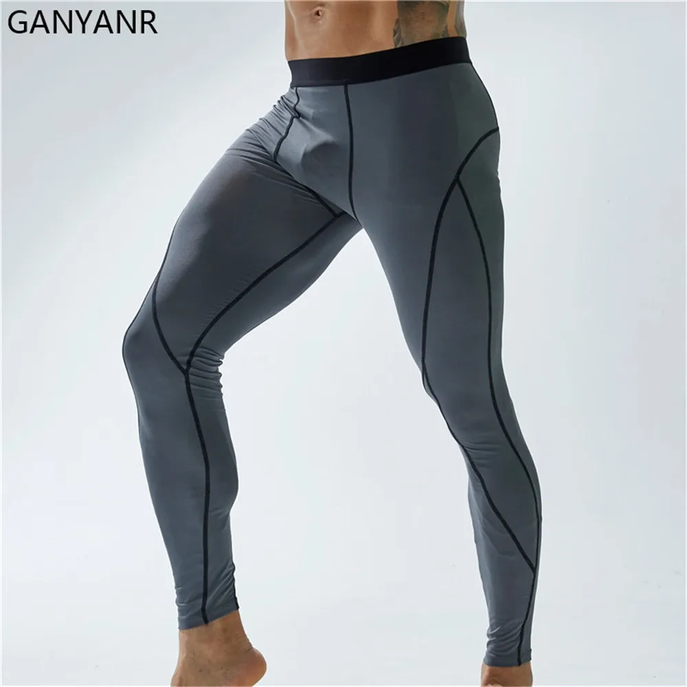 

GANYANR Men Running Tights Compression Pants Leggings Sportswear Gym Fitness Sport Sexy Basketball Yoga Fit Track Football Gay