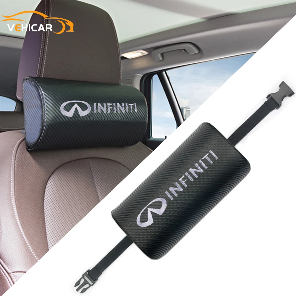 

VEHICAR Car Pillow For INFINITI Travel Rest Car Headrest Support Pillow Carbon Fiber Auto Universal Removable Car Accessories