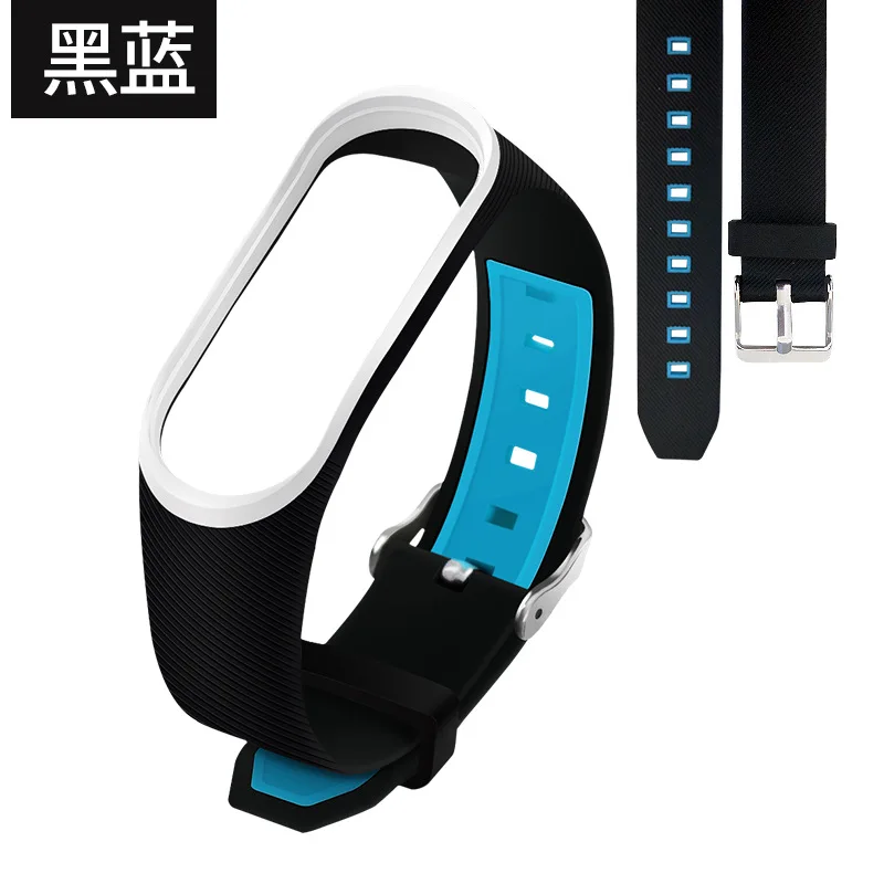 Мягкий mi Band 3 4 ремешок на запястье для Xiaomi mi band 3 4 силиконовый mi band 3 4 аксессуары pulsera correa mi 3 замена - Цвет ремешка: black blue