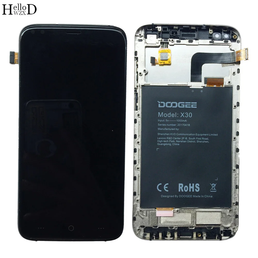 

5.5 inch Mobile Phone LCD Display For Doogee X30 LCD Display + Touch Screen Assembly Repair Part Phone + Tools Frame