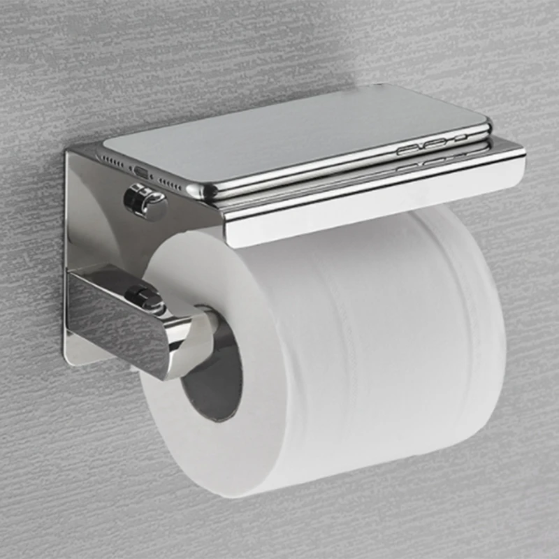 

Stainless Steel Toilet Paper Holder with Telephone Holder, Bathroom Tissue Holder Toilet Paper Holder
